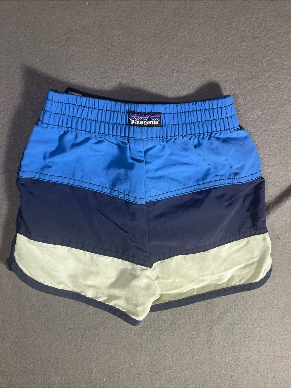 Patagonia Baby Baggies Colorblock Swim Shorts Blue Navy Mint